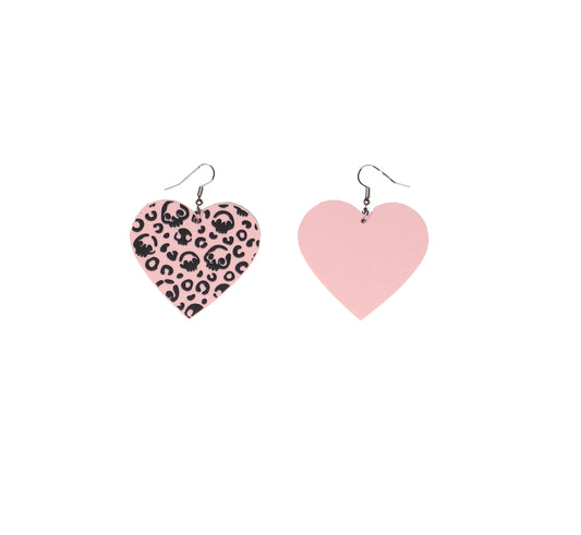 Spooky Pink Heart Earrings