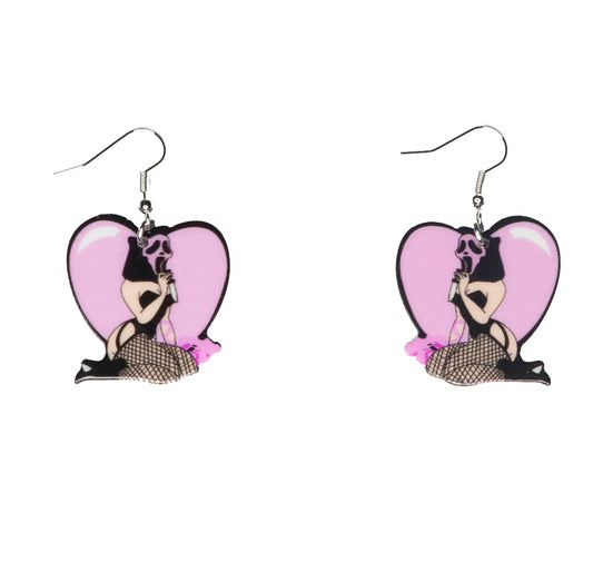 Sexy Scream Pink Heart Earrings